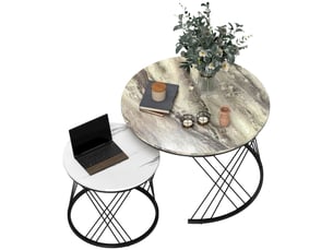 Table basse rond(e) coloris bicolore <strong>PANGIVO</strong> <strong></strong> - 70 cmx70 cm