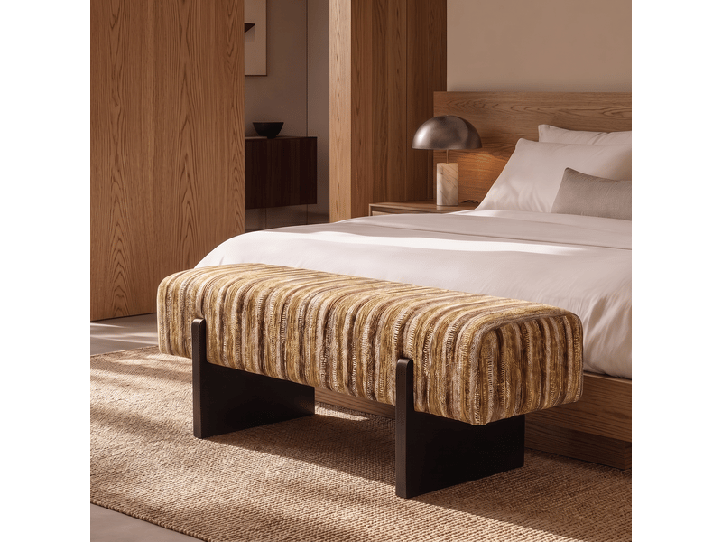  Banc en tissu tramé à motif moutarde vog 1VOGTTMMT - Conforama B