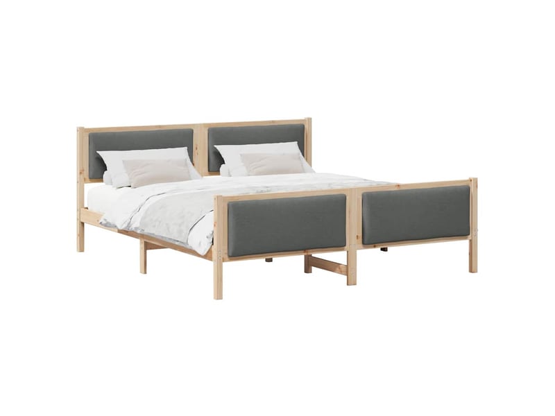 Lit double- lit adulte -  cadre de lit avec tête de lit gris foncé 200 x 200 cm tissu  - Conforama B