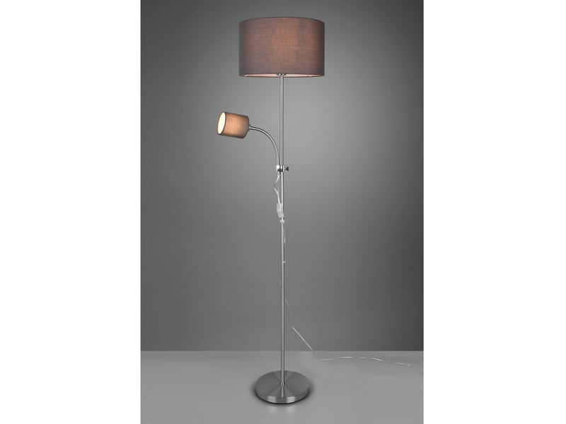 Lampadaire owen 1xe27+spot nickel et tissu gris l36 cm trio lighting  - Conforama D