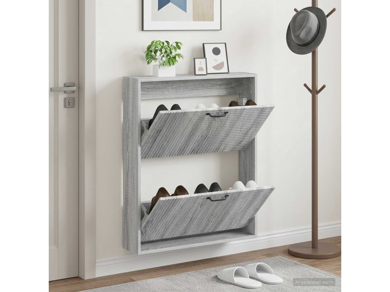  Meuble à chaussures mural, armoire à chaussures haarlem 71x17x86 cm sonoma gris  - Conforama B