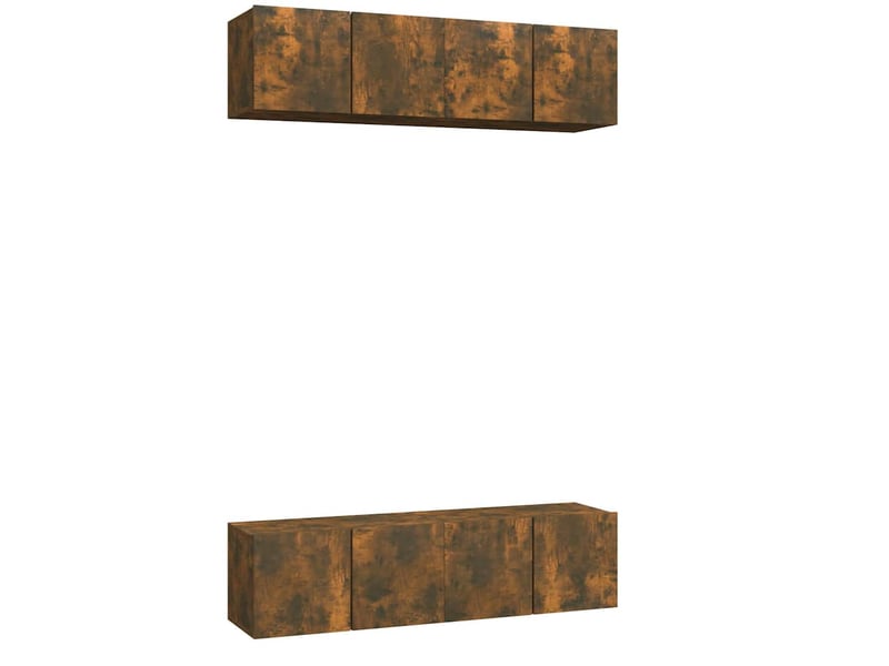  Lot de 4 meuble tv mural, meuble tv suspendu chêne fumé 60x30x30cm bois d'ingénierie  - Conforama A
