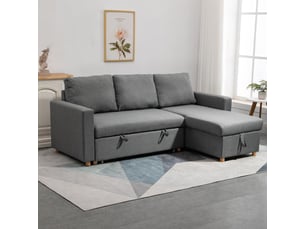 Canapé d'angle réversible convertible PANGIVO  3 places Polyester gris avec coffre de rangement