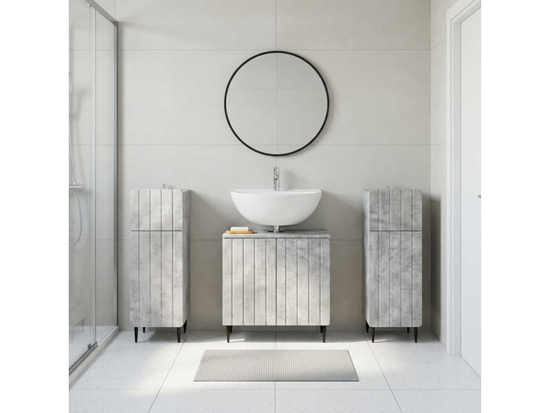  Ensemble de meuble de salle de bain 3 pièces zwolle gris béton cf63547  - Conforama B