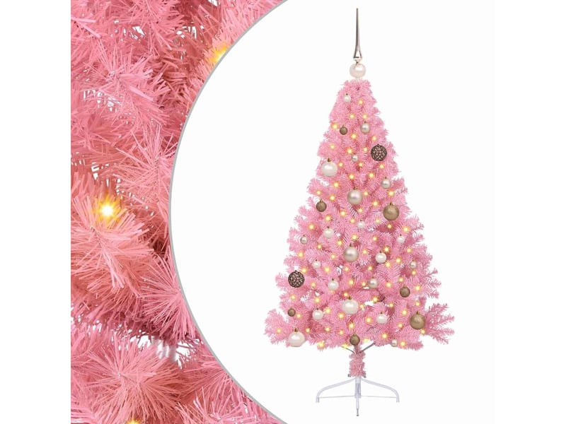 Sapin de noël - arbre de noël artificiel pré-éclairé rose 150 cm pvc - Conforama A