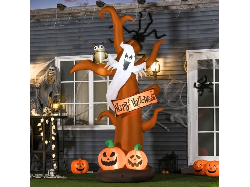  Décoration halloween gonflable 156x107x274 cm avec led, souffleur et matériel de fixation, polyester, brun  - Conforama B