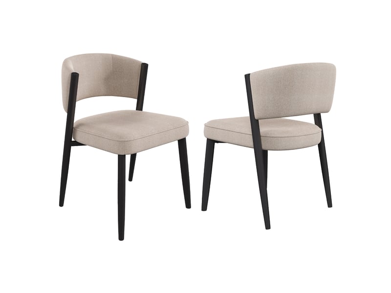 Lot de 2 chaises de salle à manger en tissu chenille taupe avec pieds en métal - Conforama A