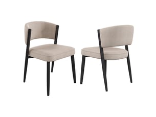 Lot de 2 chaises de salle à manger en tissu chenille taupe avec pieds en métal