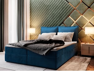 Lit avec rangement 180x200 cm <strong>MASSENO</strong> <strong></strong> coloris bleu