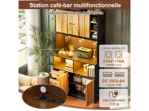 Buffet de cuisine, armoire de cuisine, buffet salon rangement, 4 placards, 3 tiroirs