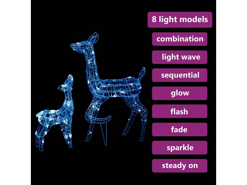  Famille de rennes de décoration, éclairage de noël acrylique 160 led bleu cf62033  - Conforama D