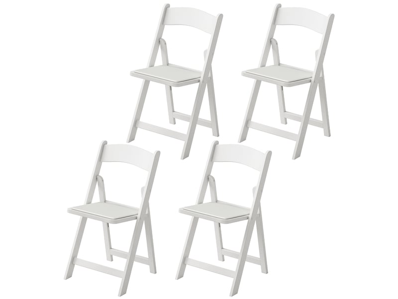  Lot de 4 chaises pliantes en résine et pu, chaises pliantes portables pour intérieur et extérieur, 45x44x78cm, blanc  - Conforama B