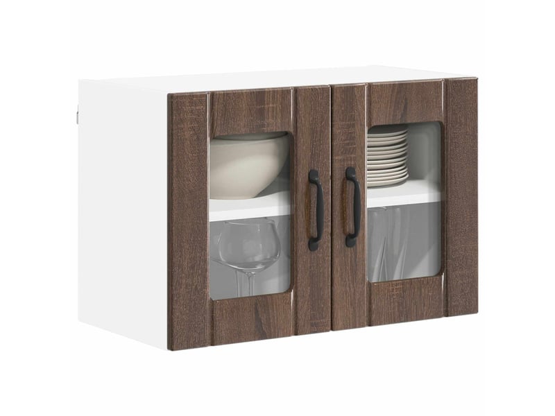  Meuble mural de cuisine, cabinet en verre mural 2 pcs chêne brun bois d'ingénierie shl3762  - Conforama C