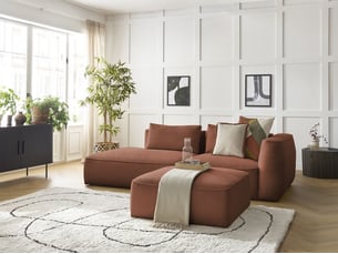 Canapé droit fixe BOBOCHIC LEOPOLD 4 places Velours orange