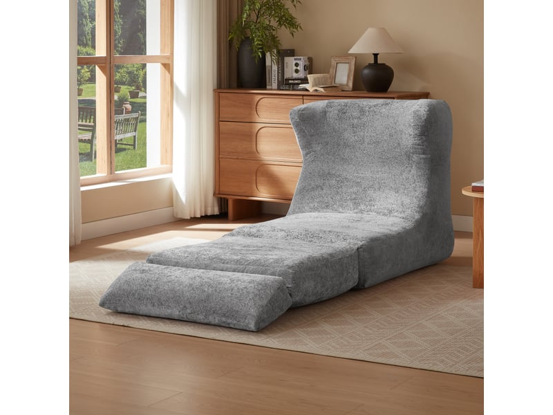  Fauteuil relax convertible 1 place en chenille et mousse, design contemporain, chaise longue pour salon et chambre  - Conforama D