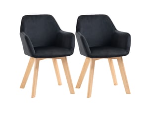 Lot de 2 chaises de cuisine 54x57x80 cm en polyester et bois noir, avec accoudoirs allongés et dossier confortable