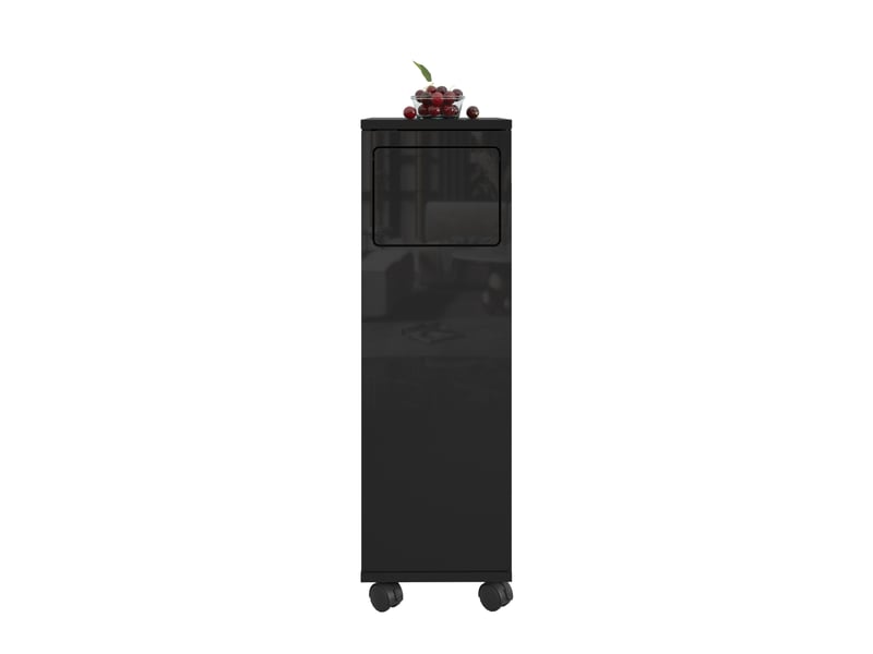  Meuble poubelle mobile 1 porte 24,2x35x80,3 cm en mdf noir brillant  - Conforama A