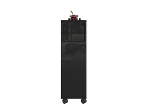 Meuble poubelle mobile 1 porte 24,2x35x80,3 cm en mdf noir brillant
