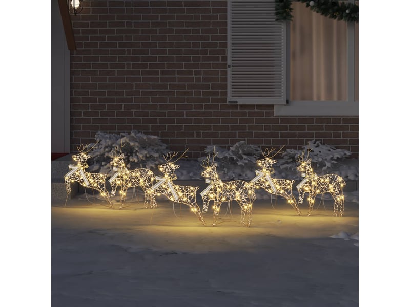 Lot de 6 rennes led, éclairage de noël, décoration de noël 180 led doré 44 x 18 x 65,5 cm pet cf62092  - Conforama C