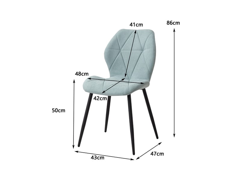  Lot de 6 chaises - chaise de salle à manger vintage en forme de diamant - chaise en lin - pieds en métal(bleu) Grand-house - Conforama B