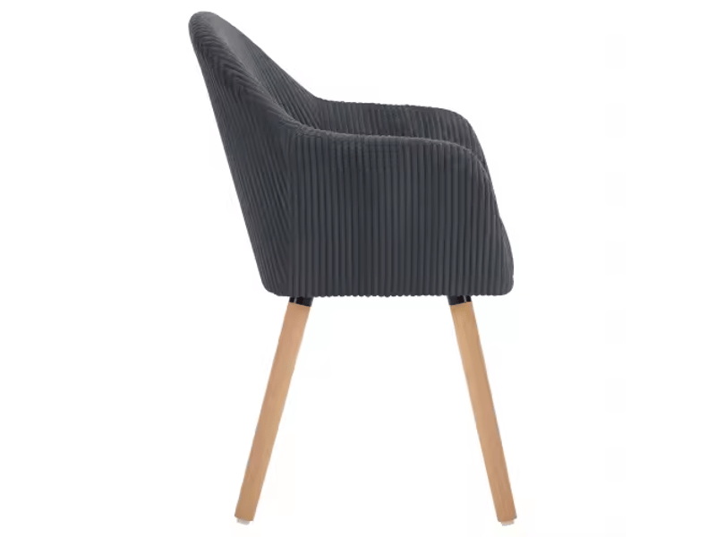  Chaise de salle à manger,avec accoudoirs,velours côtelé,gris foncé  - Conforama D