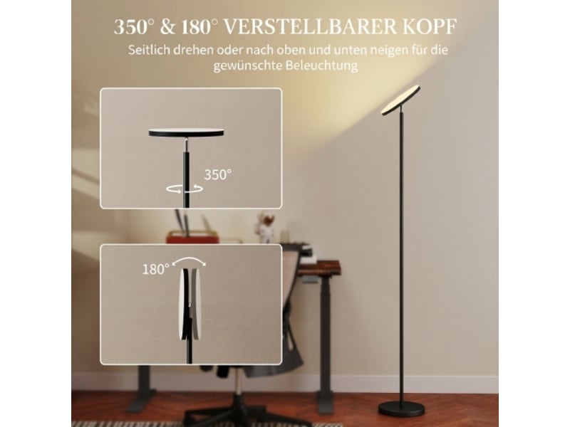  Lampadaire led rgb dimmable, noir, tête orientable à 350°, télécommande et commande tactile  - Conforama D