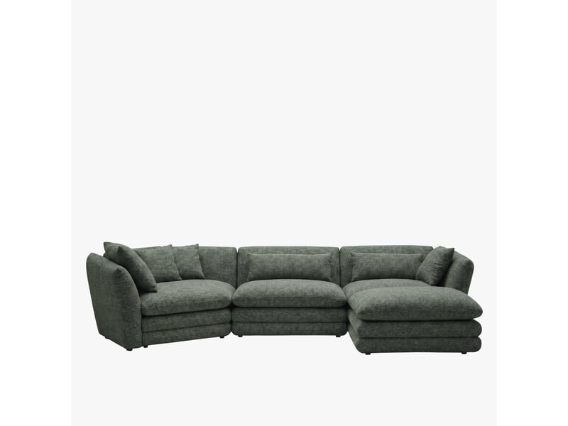  Canapé d'angle modulable et réversible en tissu vert  - Conforama A