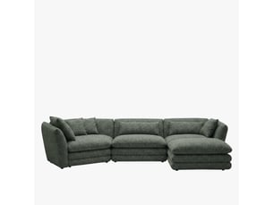 Canapé d'angle modulable et réversible en tissu vert