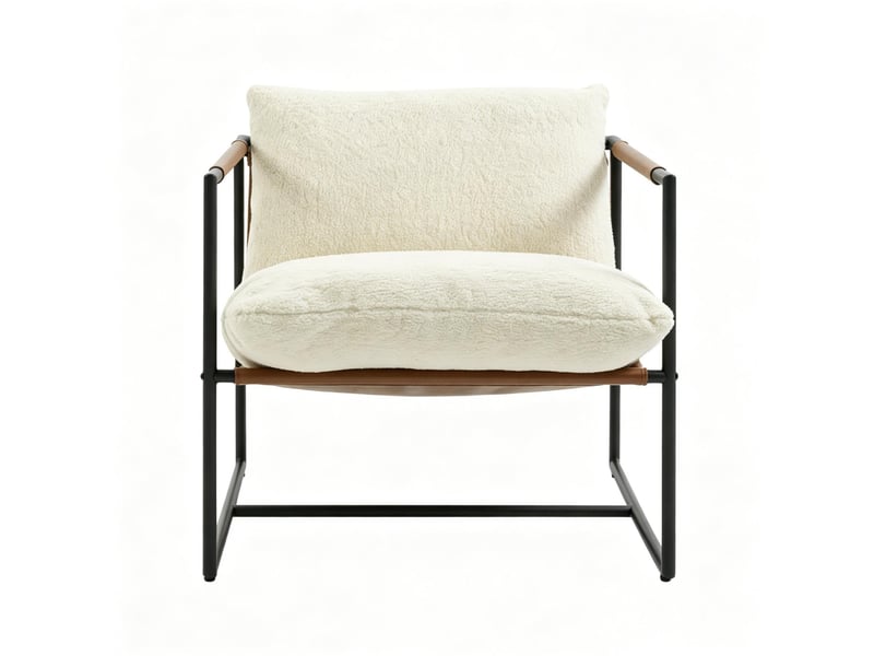 Fauteuil bouclette crème à assise large 77 x 91 cm homvra - Conforama A