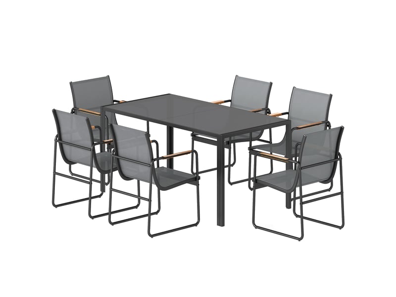 Ensemble de salle à manger d'extérieur 7 pcs pour 6 personnes, gris - Conforama A