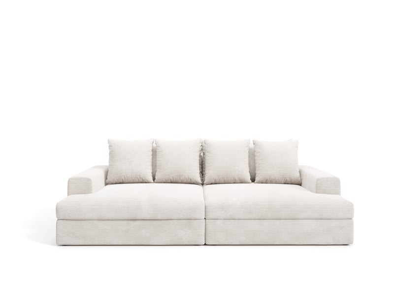  Canapé droit 4 places confort assise profonde en velours côtelé caldo beige  - Conforama A