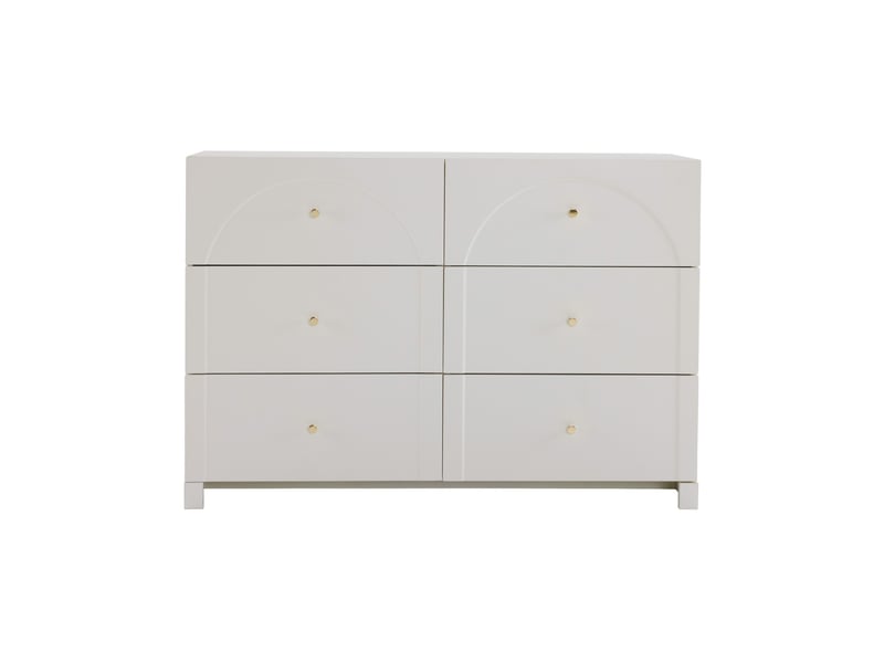  Commode 6 tiroirs, 120x40x82 cm, buffet meuble de rangement pour chambre et salon, style romantique chic en bois, blanc  - Conforama A