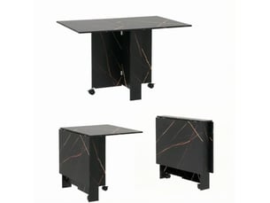 Table à manger pliante extensible 120 x 80 cm à roulettes verrouillables, noir