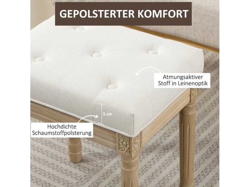  Tabouret repose-pieds 42 x 32 x 46,5 cm beige en polyester, assise capitonnée style campagne  - Conforama E