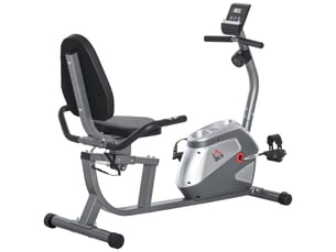 Vélo d'appartement semi-allongé avec siège réglable, 8 niveaux de résistance et écran lcd, 121,5-136 x 62,5 x 98 cm, gris