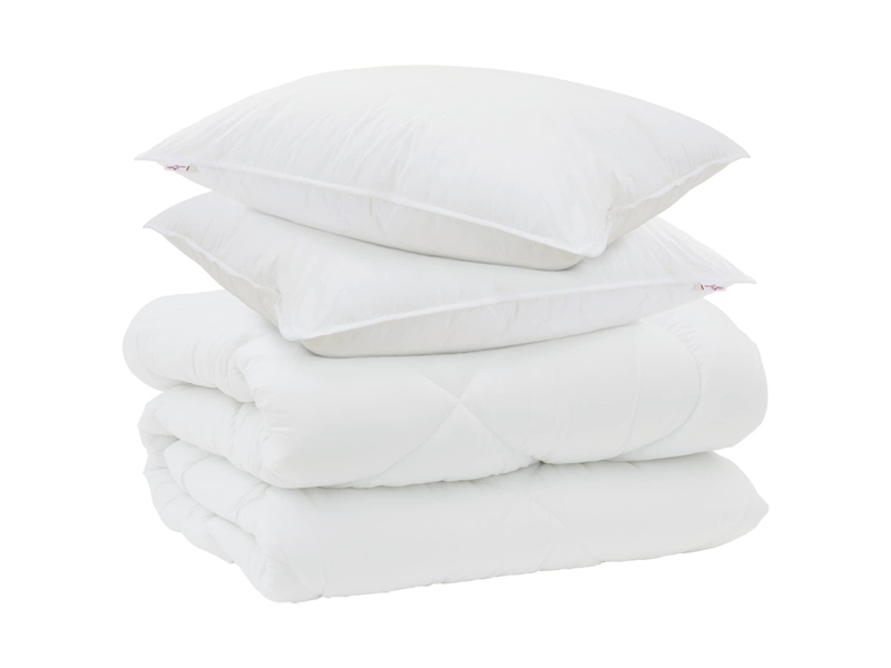 Duvet d'hiver avec oreiller 3 pièces - couette blanc microfibre - Conforama A