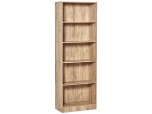 Bibliothèque, étagère de rangement à 5 niveaux avec étagères réglables, 63 x 29,2 x 176 cm, bois naturel