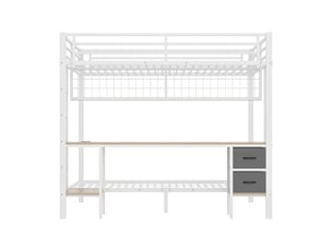 Lit mezzanine 90x200 cm <strong>ZOVIRA</strong>  <strong></strong> coloris blanc