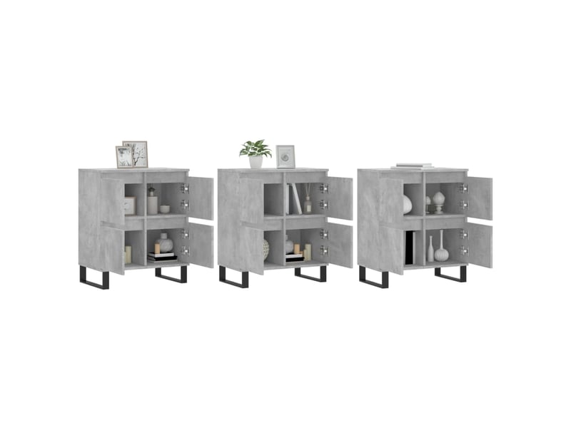  Buffets 3 pcs - bahut - meuble de rangement gris béton bois d'ingénierie  - Conforama C