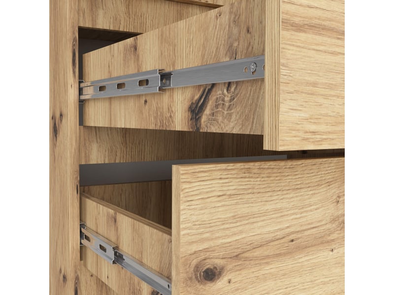  Armoire avec surmeuble akord s90 chêne artisan 90 cm 2 portes 2 tiroirs façade chêne artisan 6 étagères 90x51x234 cm  - Conforama D
