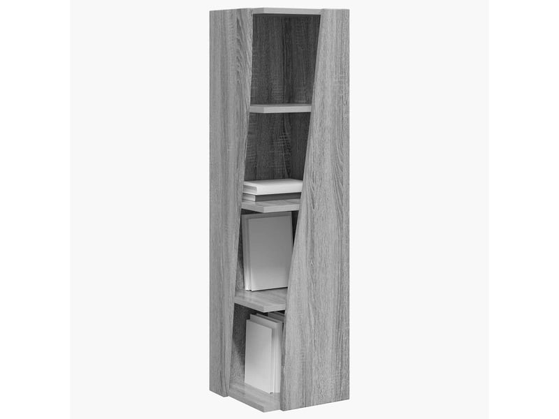  Meuble d'angle, meuble de rangement salon 27,5x27x102cm bois d'ingénierie gris sonoma  - Conforama C
