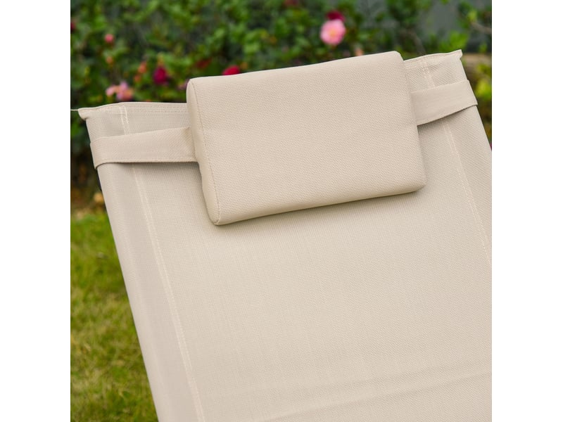 Fauteuil à bascule extérieur beige en métal avec poche latérale 150x62x88 cm - Conforama D