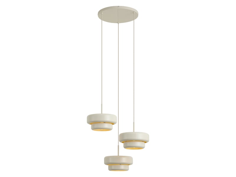 Suspension rétro beige avec abat-jour en métal 3 lumières - ophelia  - Conforama A