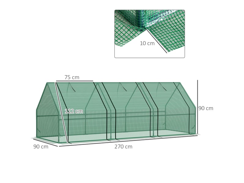  Serre fenêtre zippée, hiver acierfilm plastique, balconjardin, 270x90x90 cm, tomateslégumesfleurs.  - Conforama E
