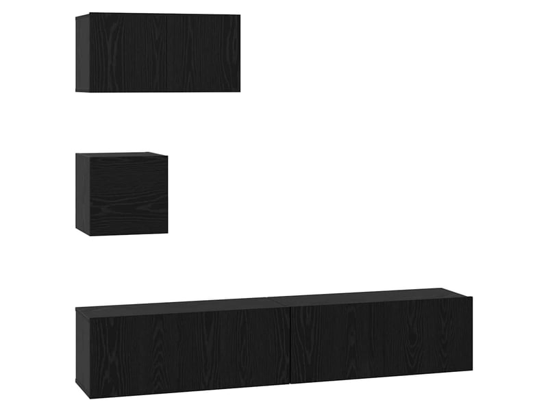  Ensemble meuble tv - banc tv - meuble de rangement 4 pcs chêne noir bois d'ingénierie  - Conforama A