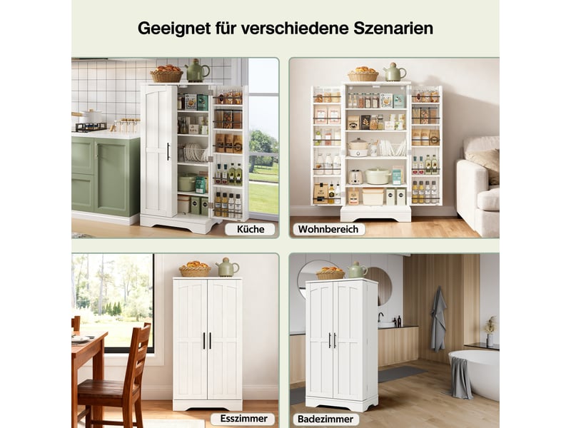  Buffet rangement 120x60x40 cm, meuble cuisine blanc 2 portes avec étagère ajustable et éclairage led sensoriel, idéal petit espace  - Conforama R