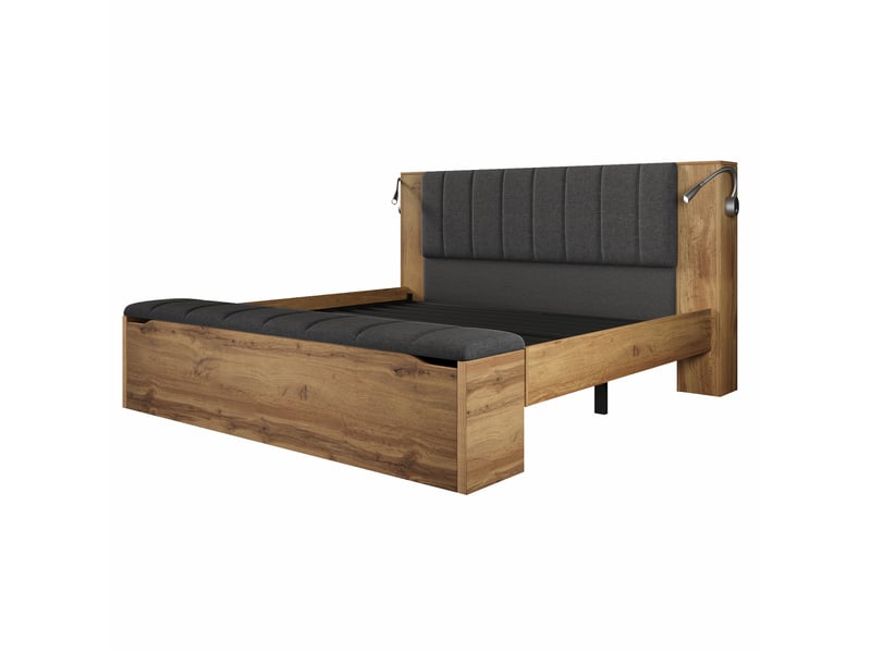  Lit coffre 160x200 cm avec sommier relevable à vérins et matelas inclus  - Conforama W