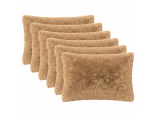 Lot de 6 coussins avec oreiller, coussins décoratifs heerlen taupe fleece pv cf50909