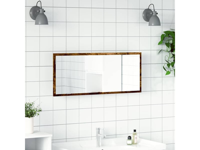  Miroir de salle de bain, miroir de toilette à led chêne fumé bois d'ingénierie cf62516  - Conforama D