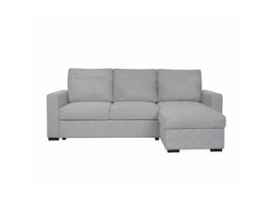 Canapé d'angle réversible convertible LOUNGITUDE SOLARO 3 places Tissu gris avec coffre de rangement